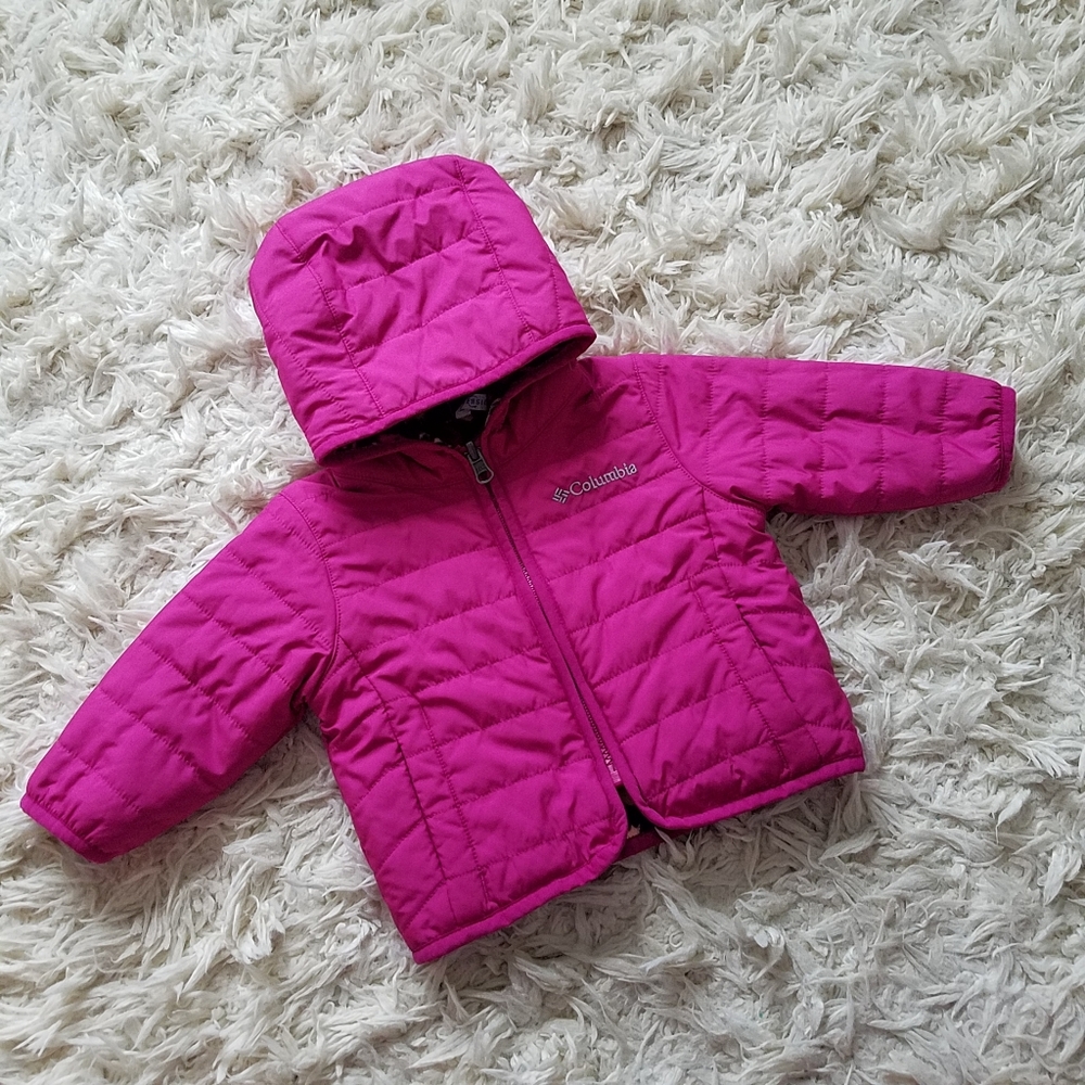 Columbia magenta reversible fall jacket fleece
